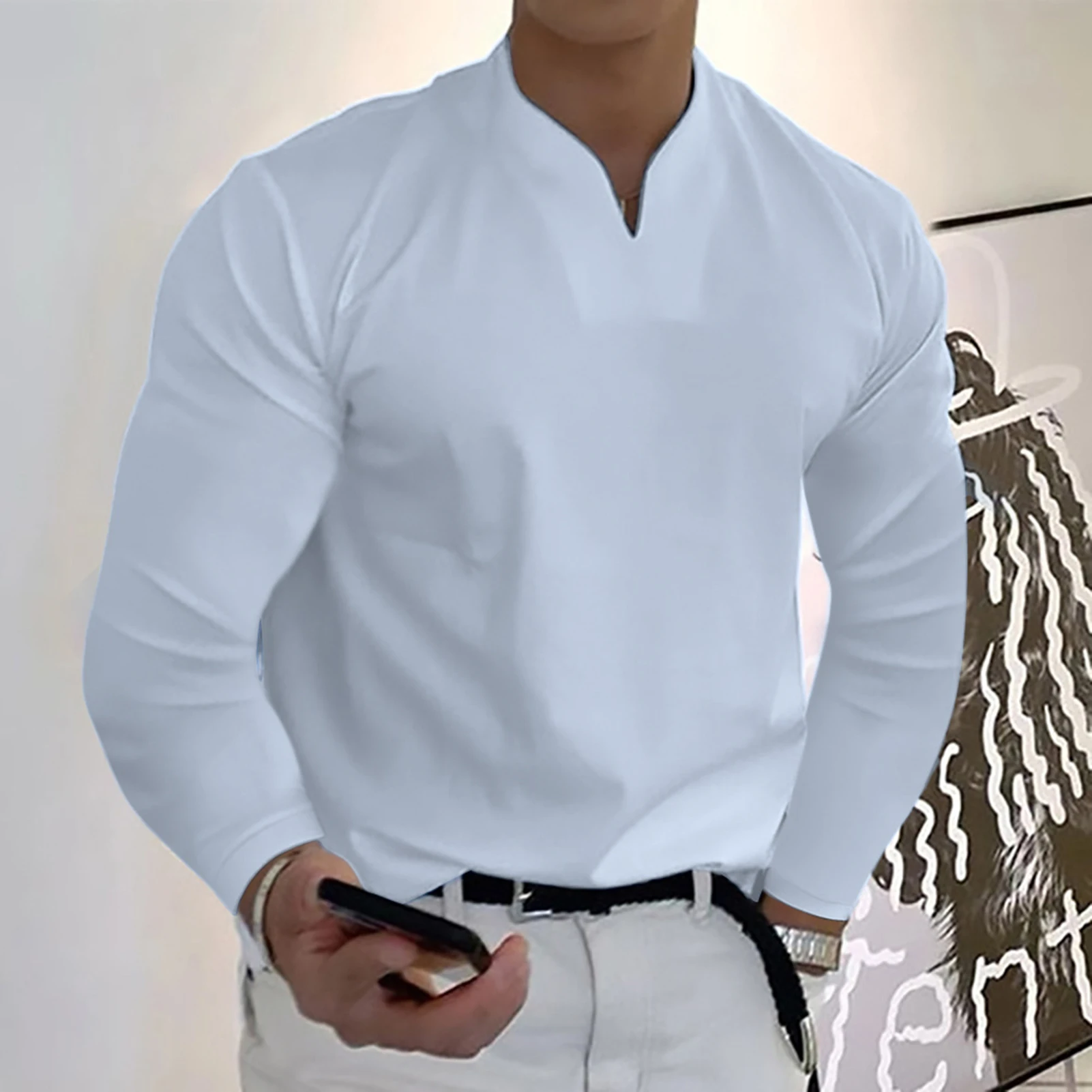 

Autumn Business Shirt for Man Thickened Solid Color Shirt for Working Office Dating Shopping NOV99