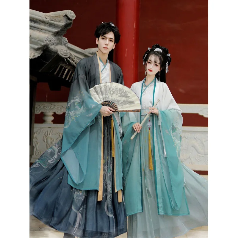 Оригинальный Jin Couples Hanfu для мужчин и женщин 2024 новый улучшенный воротник длиной