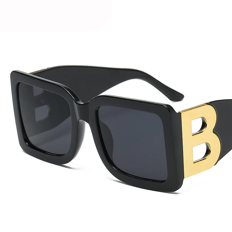 

Женские и мужские большие квадратные очки MADELINY, прямоугольные солнцезащитные очки в стиле ретро с надписью B, MA443