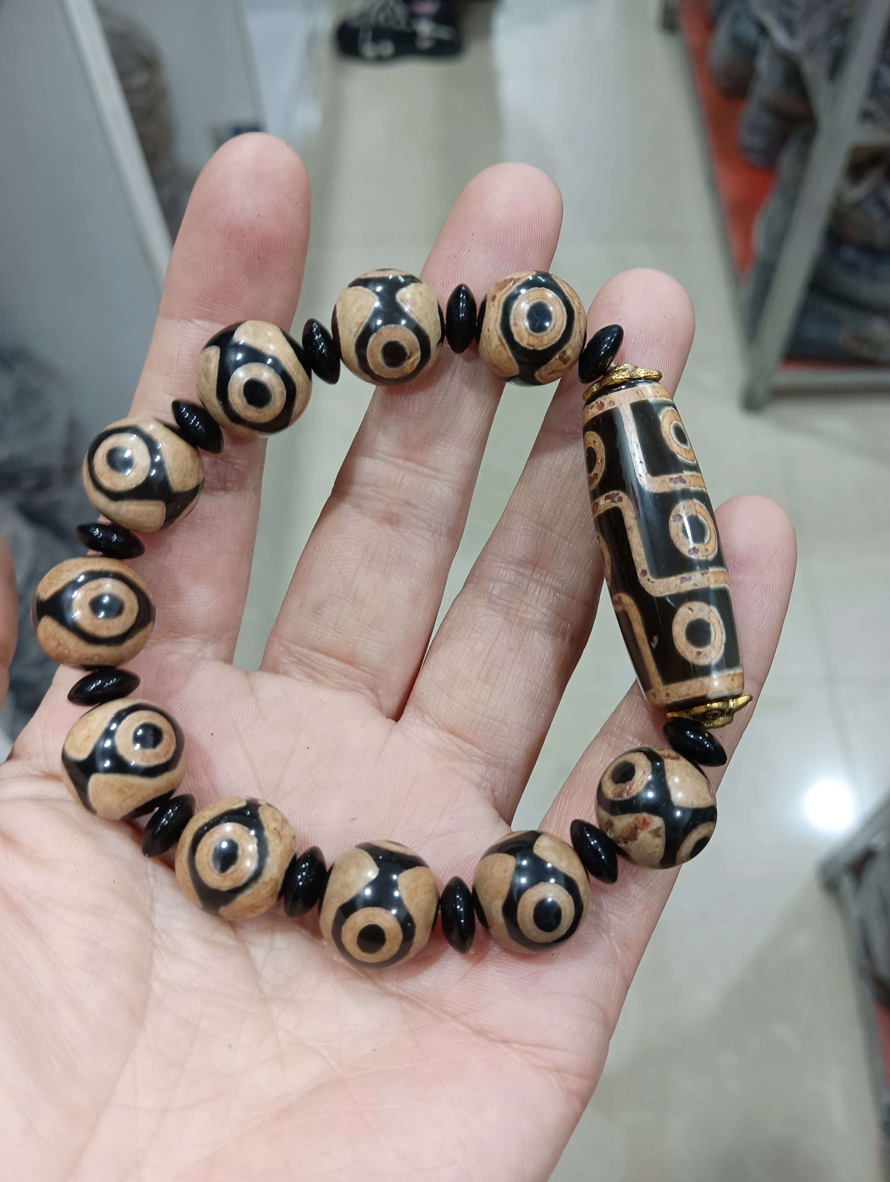 Природный Тибетский бусины дзи браслет браслеты девять глаз амулет три глаза