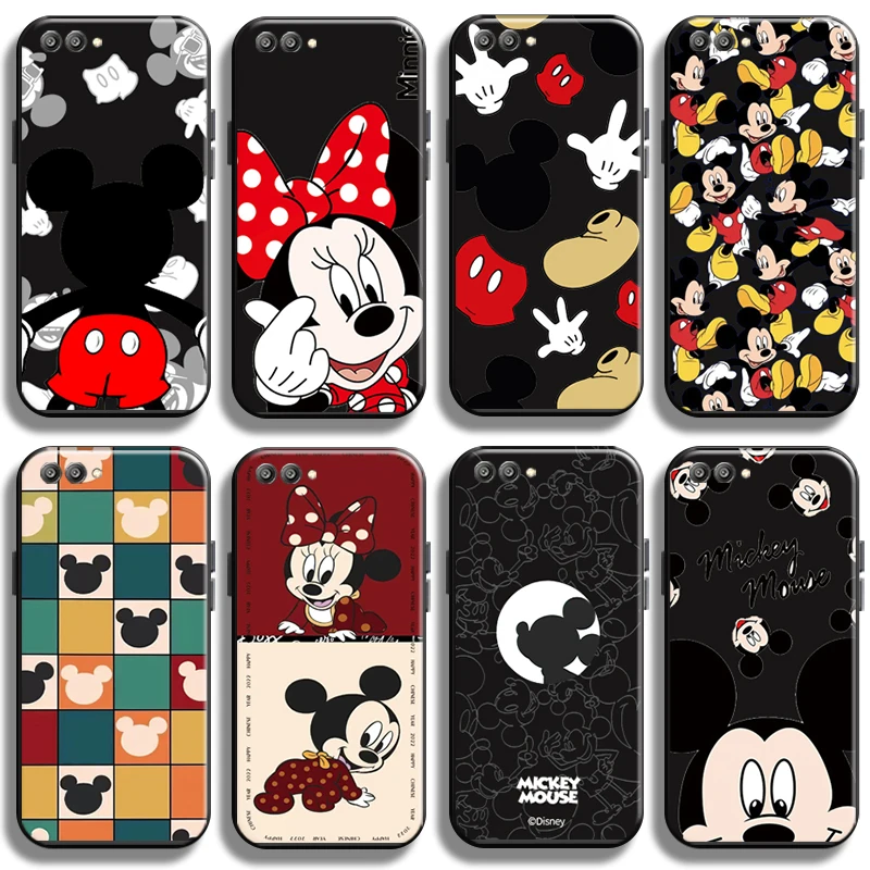 

Disney Mickey Minnie Mouse For Huawei Honor V20 V10 V9 Phone Case Soft Coque Liquid Silicon Shell Funda Back Black Cases