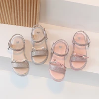 girls chic beautiful shine rhinestone open toe princess sandals 2022 fashion summer kids flat versatile party shoes