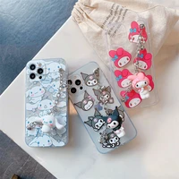 sanrio kuromi cinnamoroll my melody phone case for iphone 11 12 13 pro max mini x xs xr 6 7 8 plus transparent shockproof cover