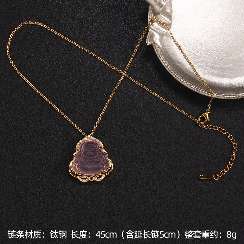 Винтажное ожерелье Maitreya с имитацией Будды бабушки зеленого нефрита лотоса из