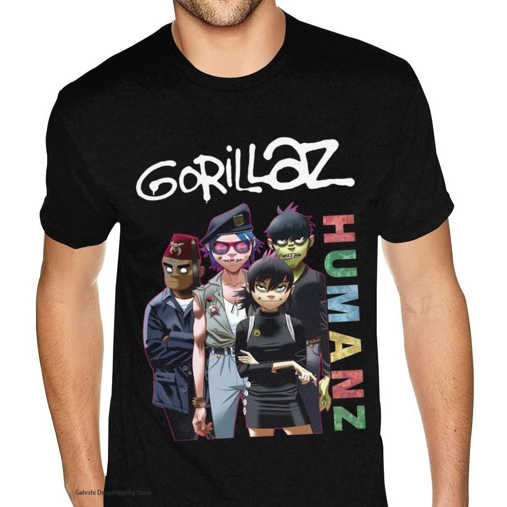 

HipHop T Shirt Gorillaz T-shirt Men Women Fashion Short Sleeve Cotton Tshirt Tees Rock Band Music Punk Top Kid Hip Hop Tees Tops