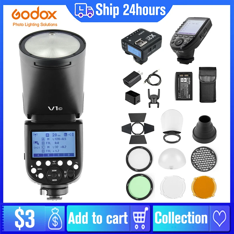 Godox V1 Flash V1S/V1N/V1C TTL Li-ion Round Head Camera Speedlight Studio Flash For Sony Nikon Canon Fujifilm Olympus Pentax