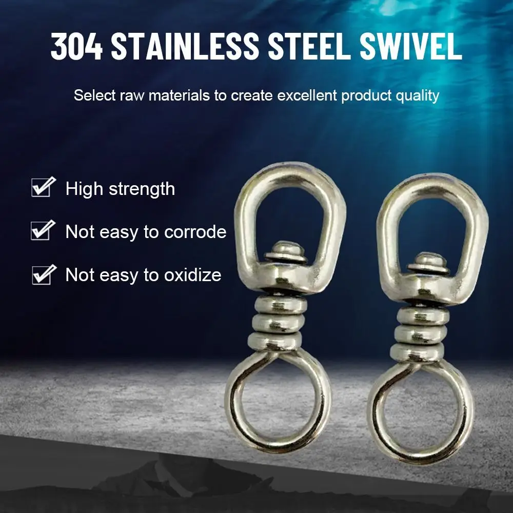 

10pcs New 5 Size Solid Ring Stainless Steel Fishing Connector with Pin Rolling Swivel Heavy Duty Ball Bearing Barrel