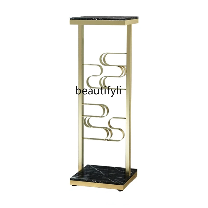 

yj Creative Mild Luxury Marble Metal Flower Stand Floor Simple Flower Hall Modern Flower Pot Corner Decoration Rack