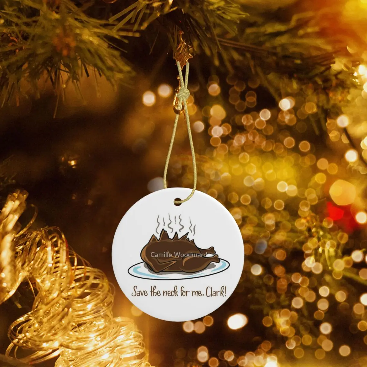 

Save The Neck For Me, Clark Round Ceramic hanging Christmas Decor Birthday Gift