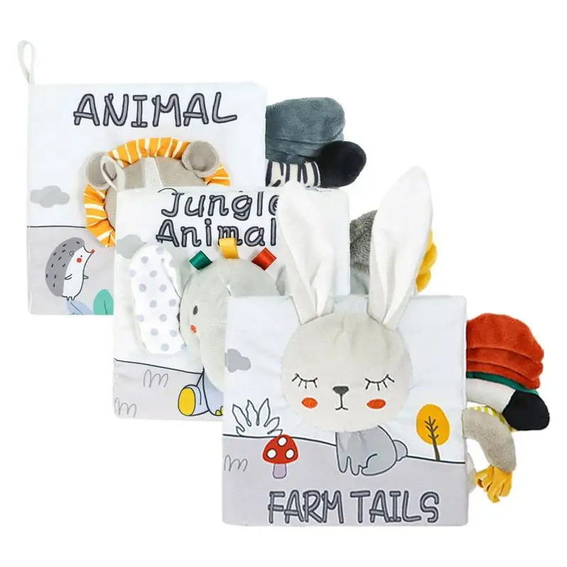 

Animal Themed Book With 3D Tails Interactive Montessori Busy Book With Crinkle Paper Soft Books Newborn Babies 0 To 3 Month