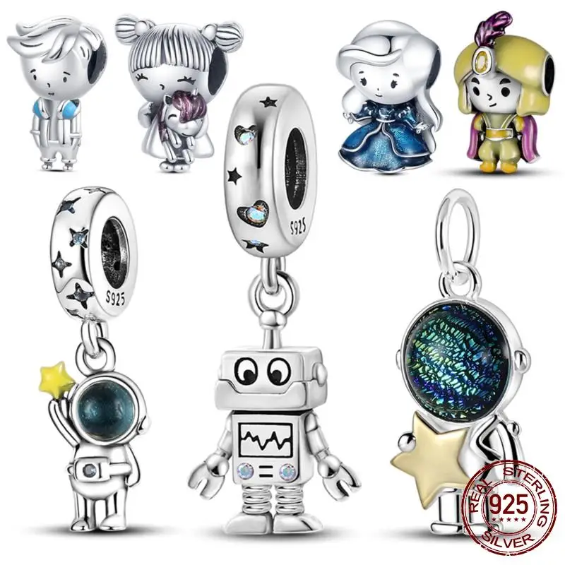 

Ожерелье-подвеска «робот» из серебра 925 пробы с бусинами