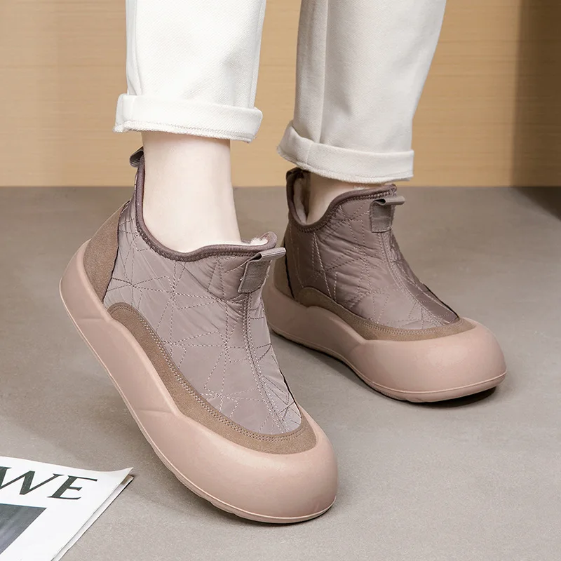 Хлопковая обувь женские зимние лоферы новинка 2024 ботинки утепленные флисовые