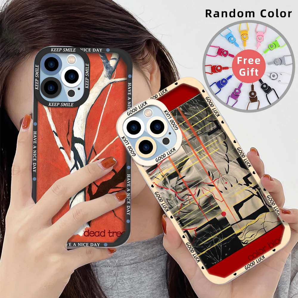

Hand Painting Art Phone Case for iPhone 13 12 Mini 11 Pro Max XS X XR 7 8 Plus SE 2020 2022 Transparent Soft TPU carcasa Covers