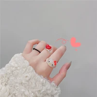 hello kitty kawaii anime cartoon series popularity fashion kitty resin cute ring 3 piece set jewelry baby boy girl holiday gift