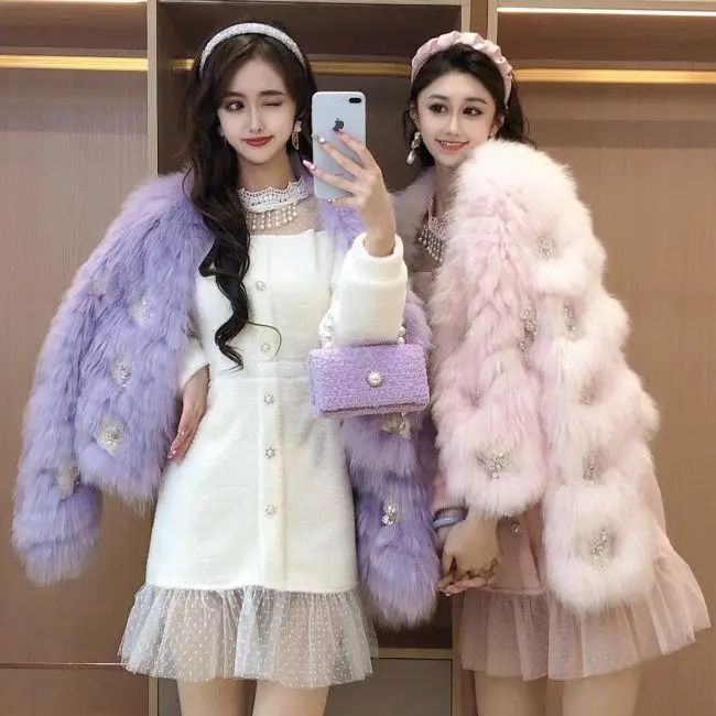 

Женская элегантная верхняя одежда из искусственного лисьего меха, Осенний модный однотонный Кардиган с длинным рукавом, Женская зимняя нов...