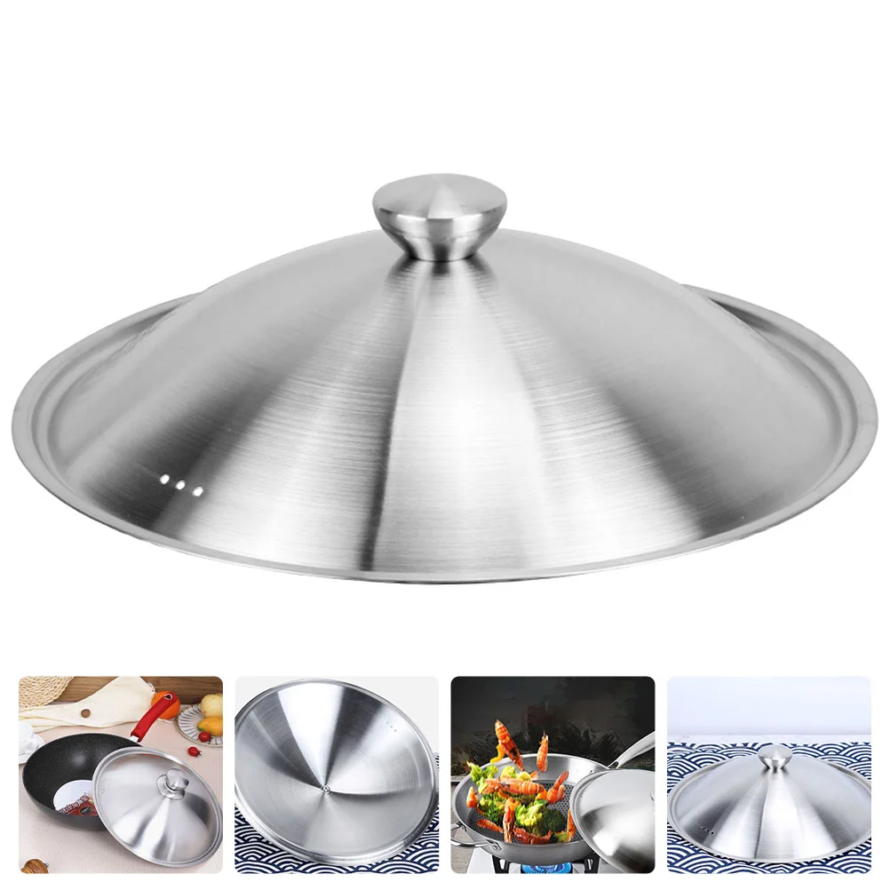 

Oven Pot Lid Glass Steam Vent Hole Frying Cheese Melting Dome Cover Lids Steel Pan Silicone Replacement Cookware