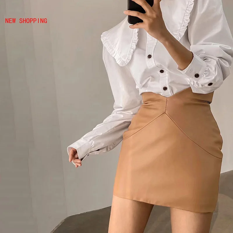 

Gothic PU Leather High Waist Hip Elastic Skirt E Girl Women Skirts New Skirt Sexy White Skirt Punk Khaki Black Skirt Summer 2021