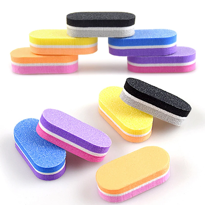 

50pcs/lot Double-sided Mini Nail File Blocks Colorful Nail Sponge Nail Polish Sanding Buffer Strips Polishing Manicure Tools