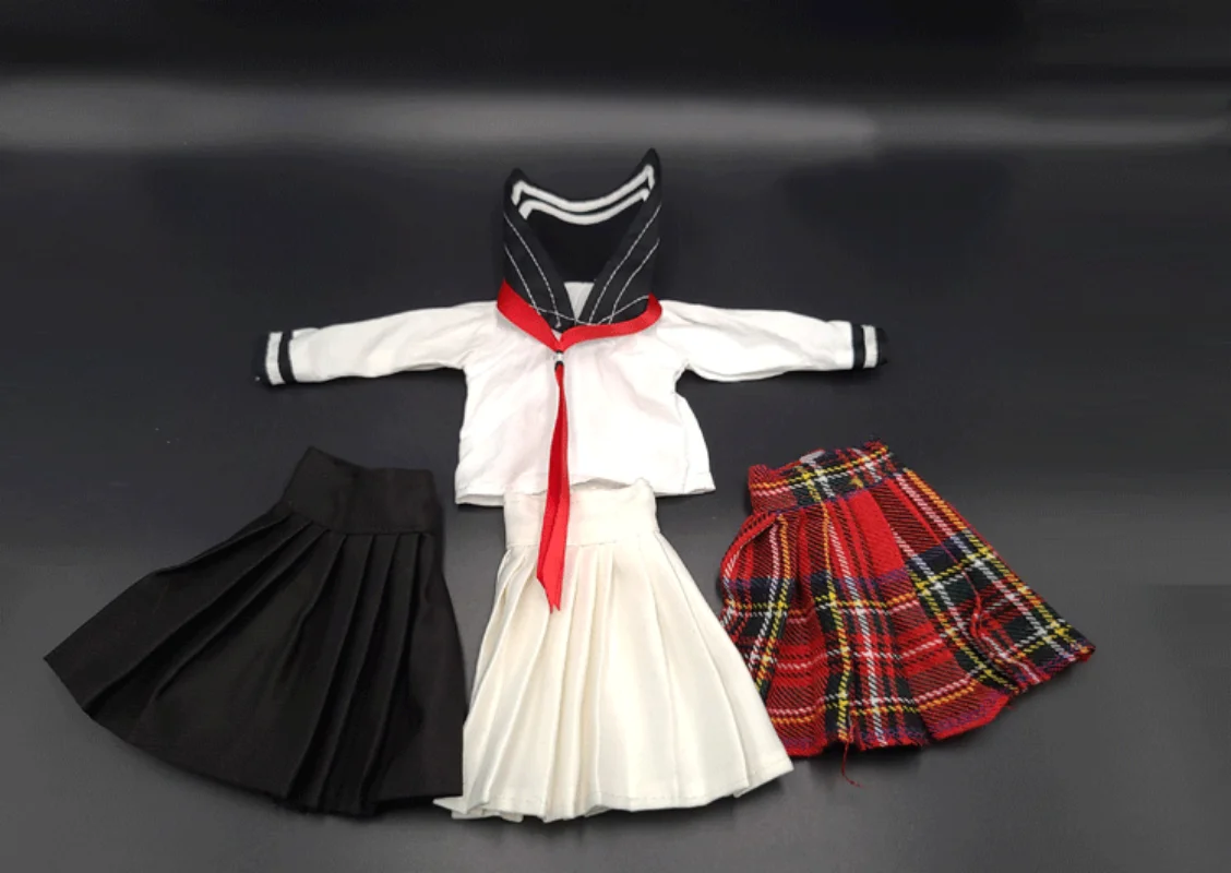 

1:6 Scale Woman Doll Student Uniform Pleated Skirt School Uniform Suit Model