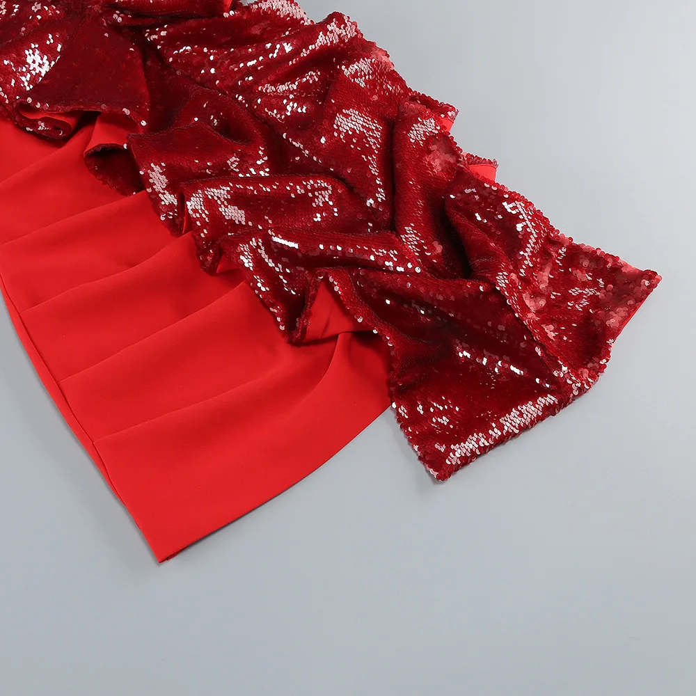 2024 сексуальное женское красное драпированное блестящее легкое роскошное платье