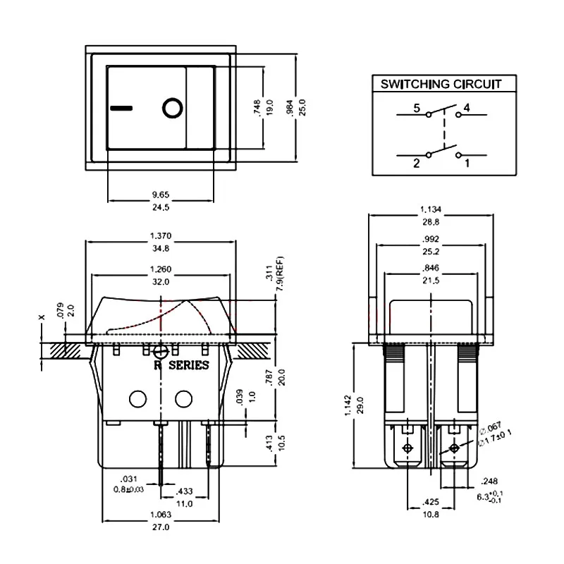 Оригинальный четырехконтактный двухступенчатый лодочный переключатель