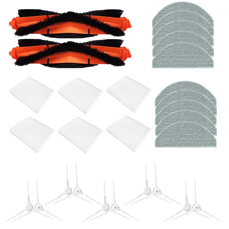 

Запчасти для робота-уборщика Xiaomi E10 E12, сменные детали, основная и боковая щетки, фильтр НЕРА, насадка на швабру