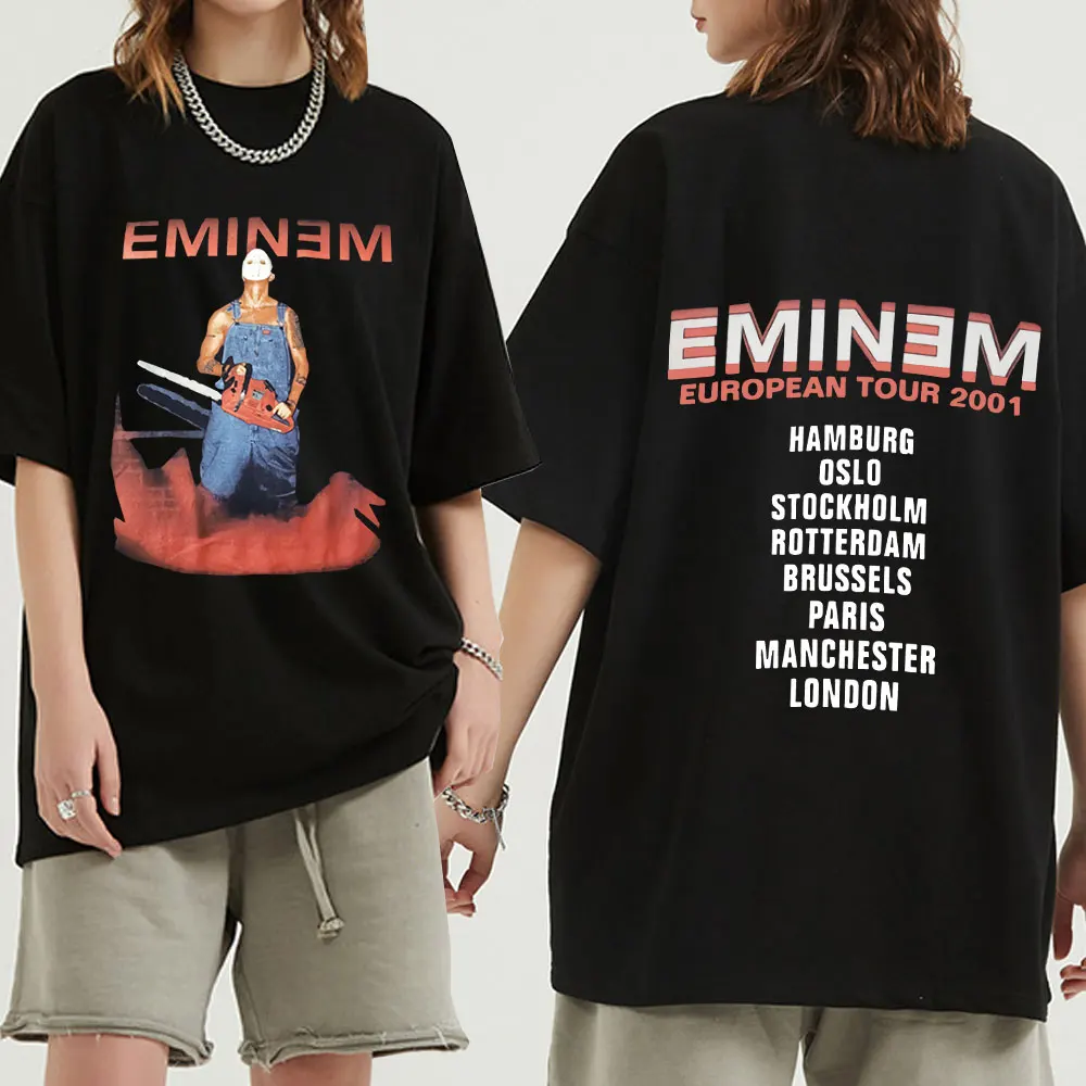 

Eminem European Tour 90s Hip Hop Rap Tee Hot New Print T Shirt Men Summer Style T-SHIRT Top Unisex Oversized Streetwear