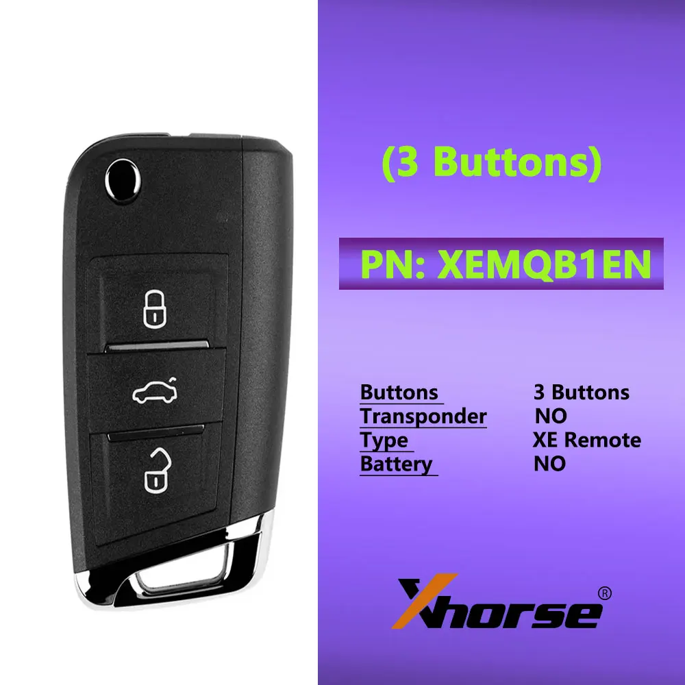

Супер дистанционный ключ Xhorse XEMQB1EN для VW MQB, 3 кнопки со встроенным супер чипом, английская версия, 10 шт./партия
