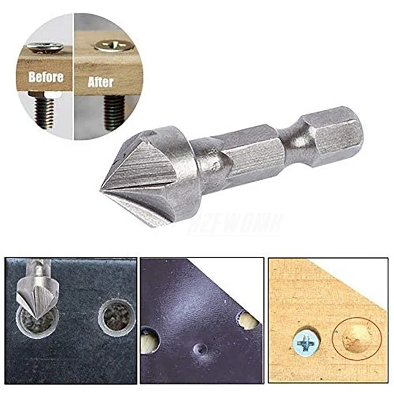 

6 Flute Countersink Drill Bit Chamferer Reaming Cutting Remove Burr Point Angle Chamfer Cutting Bit Countersink Woodworking Tool