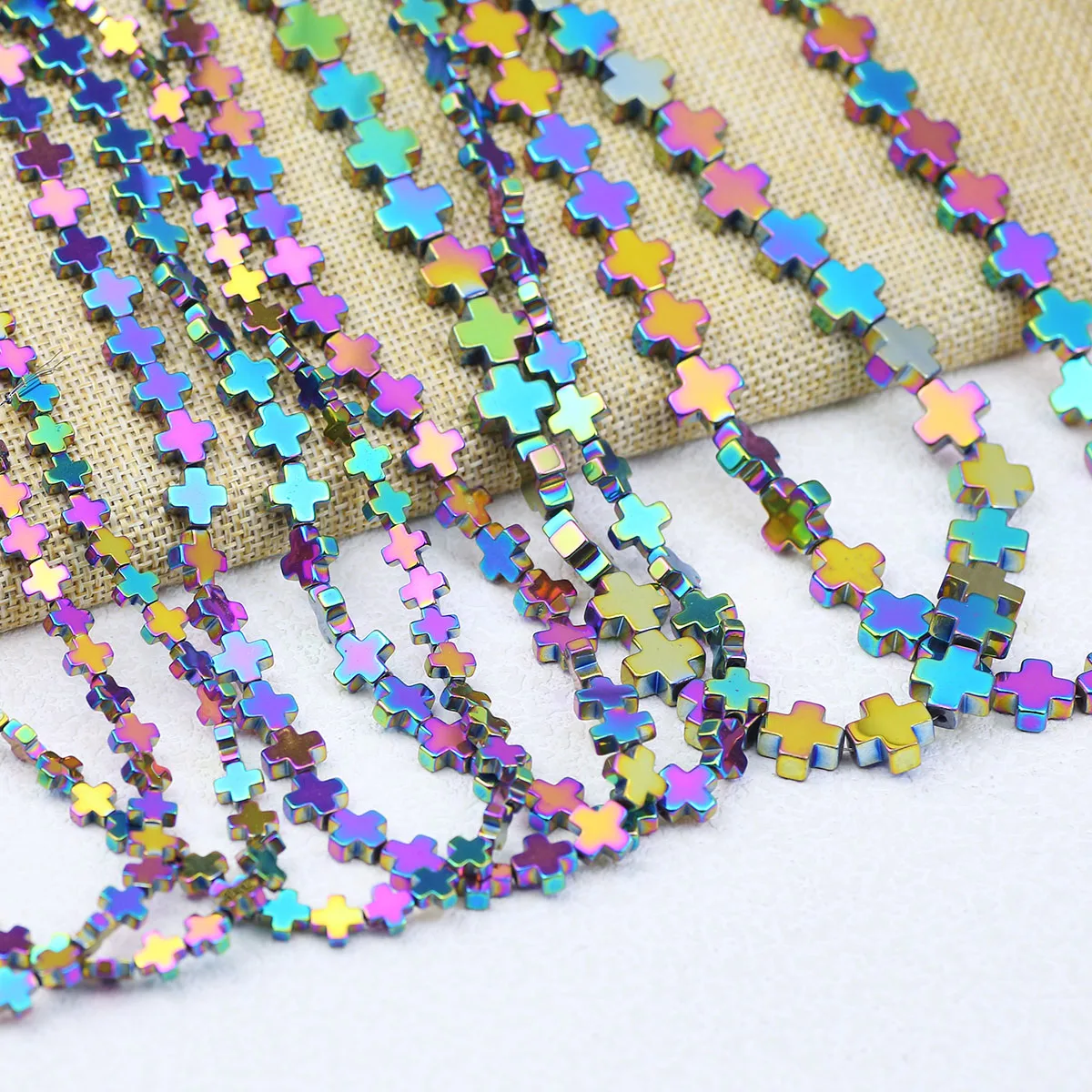 6/8/10 мм разноцветный крест форма гематит камень спейсер свободные бусины для