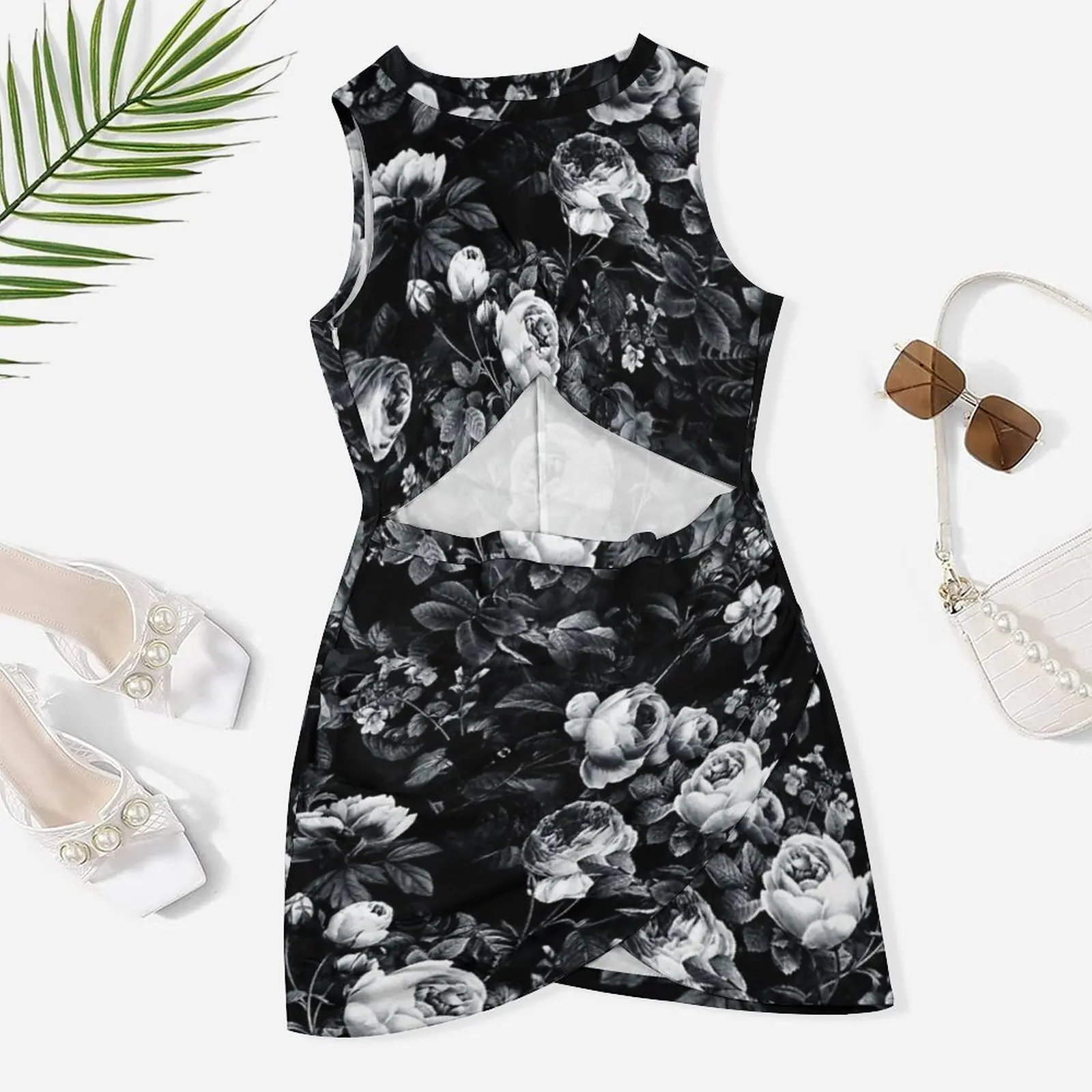 

Женское облегающее платье-эмо, черно-белое платье с запахом