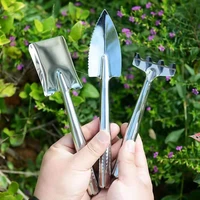 mini portable gardening tool metal head shovel rake spade plant garden soil raising flowers stainless steel tool set garden