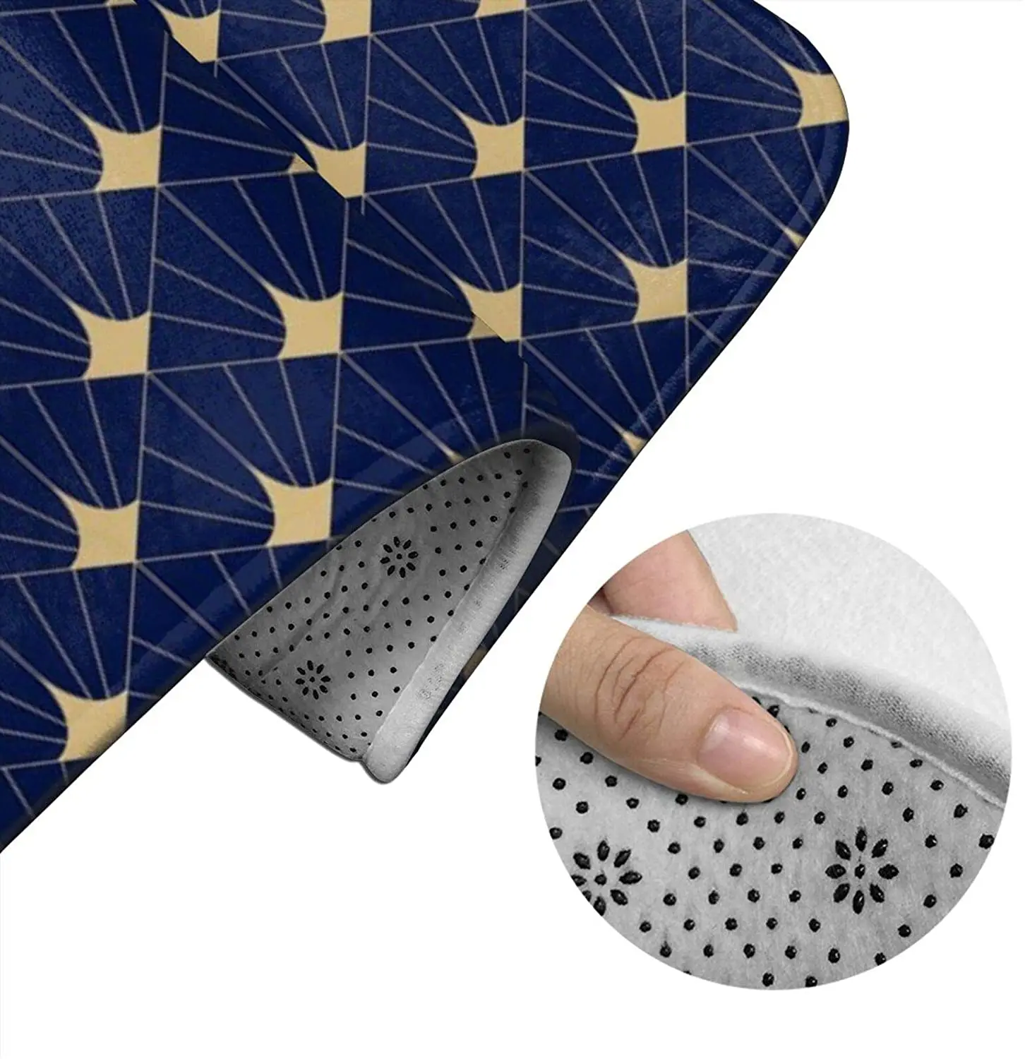 

Art Deco Dark Blue and G Bathroom Mat Sets 3 Piece Set Rugs Memory Foam Mat Set Toilet Seat Cover bath Mat Lid Cover