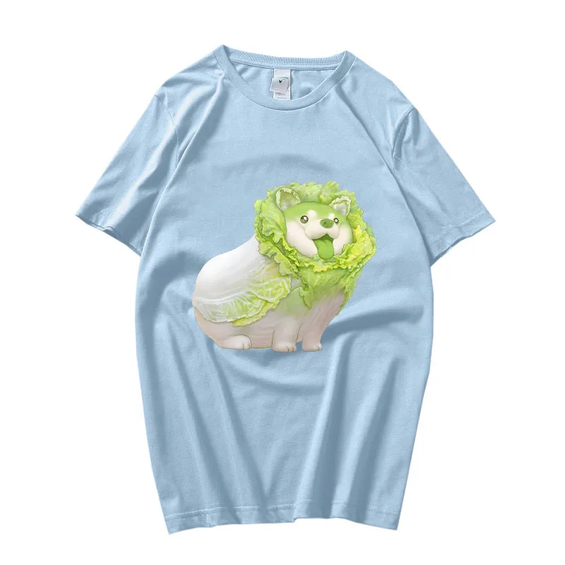 

Vegetable Fairy Dog Cotton T-Shirts Women Solid Print Short Sleeve Summer O-Neck Essential Tees Unisex Streetwear Tops Clothes