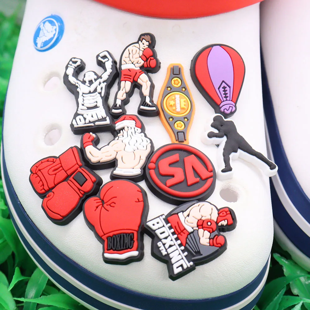 

Wholesale 50Pcs Boxing Glove Fight Art PVC Slippers Shoe Charms Decoration Buckle Clog DIY Wristbands Kids Backpack Croc Jibz