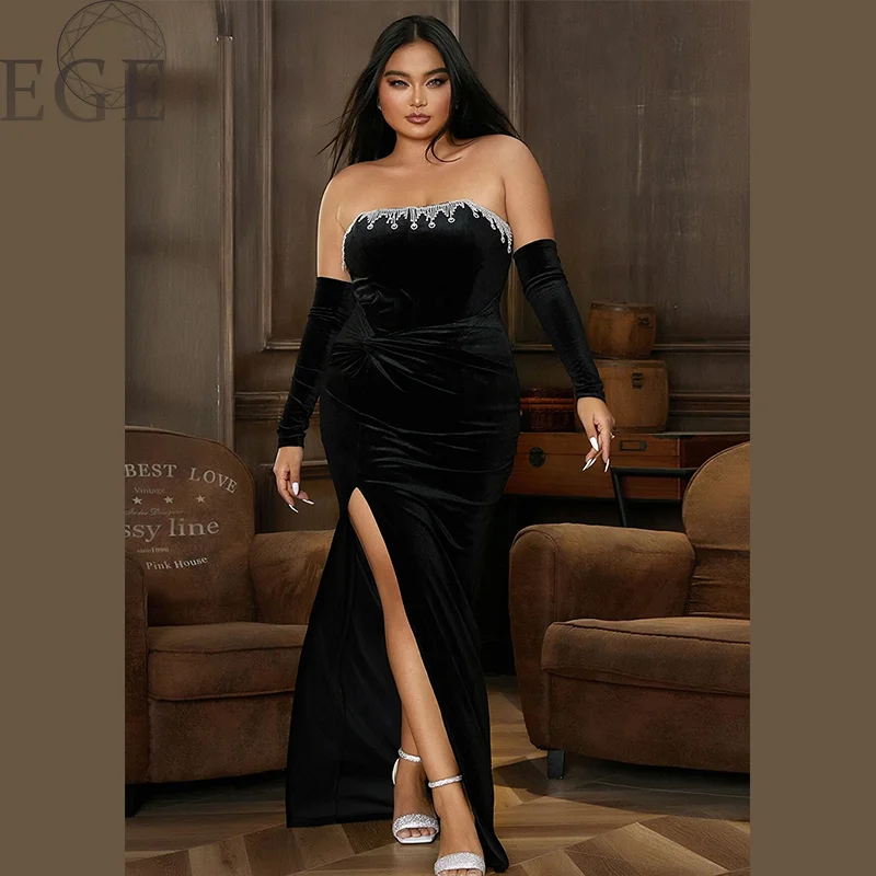 

Off-the-shoulder Plus Size Velvet Evening Dress For Women 2023 4xl 5xl 6xl Off Shoulder Maxi Long Black Birthday Evening Dress