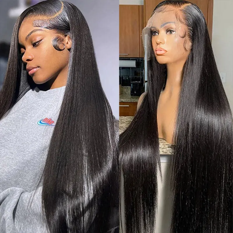13x6 Lace Front Wig Bone Straight Human Hair Wig Brazilian Remy 4x4 Lace Closure Wig For Women PrePlucked Transparent Lace Wigs