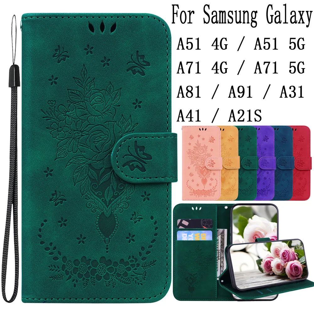 

Sunjolly Mobile Phone Cases Covers for Samsung Galaxy A51 A71 4G 5G A81 A91 A31 A41 A21S Case Cover coque Flip Wallet