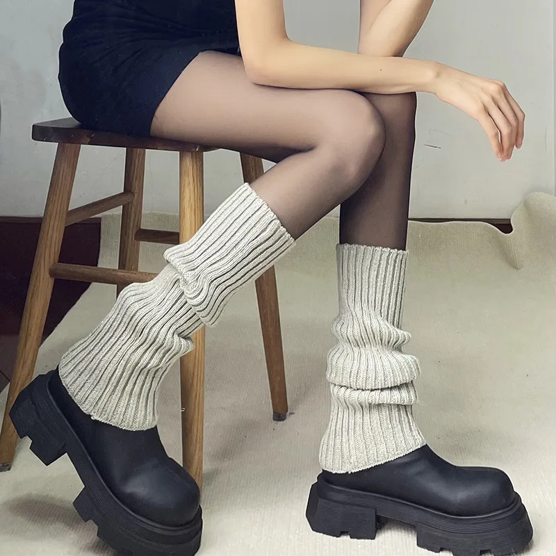 

Boot Cuffs Lolita Long Socks Women Leg Warmers Knitted Warm Foot Cover White Arm Warmer Ladies Autumn Winter Crochet Socks
