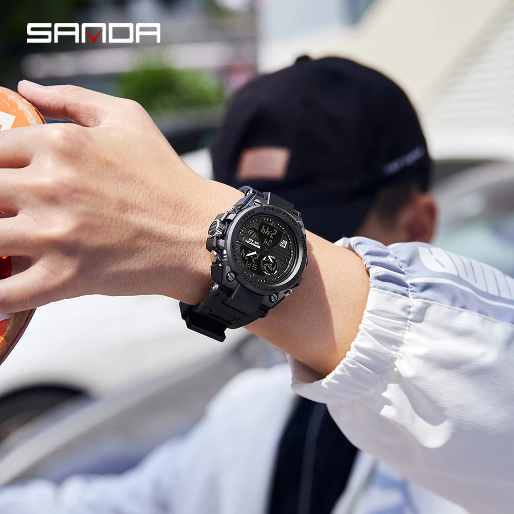Мужские военные часы SANDA 739 спортивные с хронографом мужские водонепроницаемые