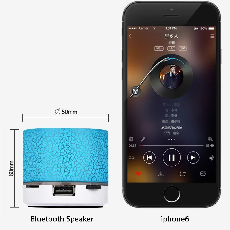 Bluetooth Speaker Mini Wireless Loudspeaker Crack LED TF Card USB Subwoofer Portable MP3 Sound Wireless Speaker for Mobile Phone enlarge