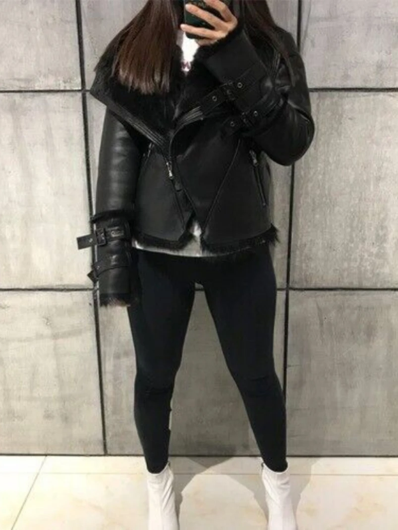 Shearling Jacket Women Real Lambskin Jacket Women Warm Sheep Leather Coat Genuine Leather