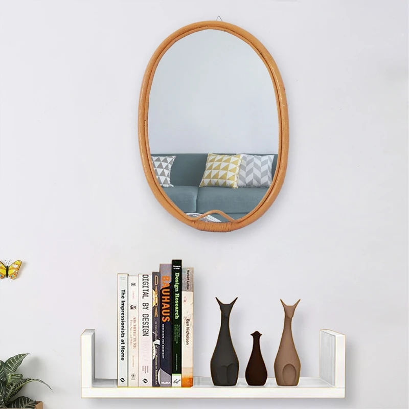 

Opknoping Muur Spiegel Rotan Innovatieve Art Decor Boho Make-Up Dressing Spiegels Voor Appartement Woonkamer Slaapkamer