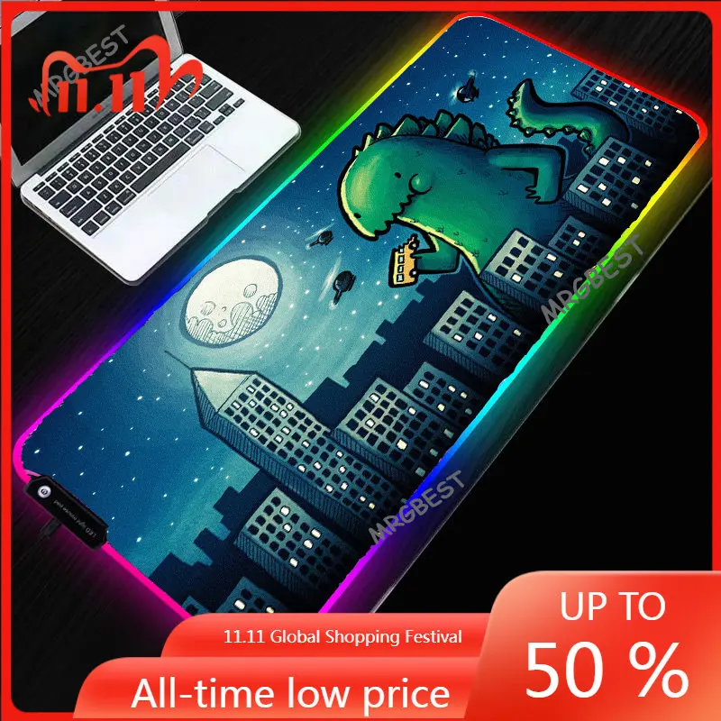 

Anime Cute Dinosaur RGB Mouse Mat Personality Design LED Lighting Keyboard Colorful Desk Pad for PC Laptop Gaming Accessories