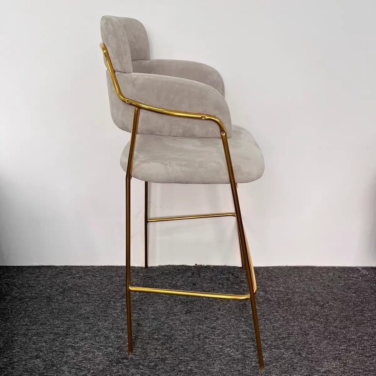 Лидер продаж стул для высокой стойки бархатный подлокотник из нержавеющей стали