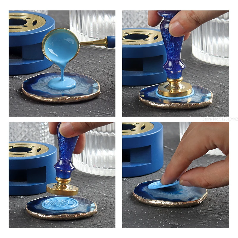 Fire Lacquer Seal Pad Stamping Practice Demoulding Tool Marbled Ceramic Agate Stone Wax Invitation Card