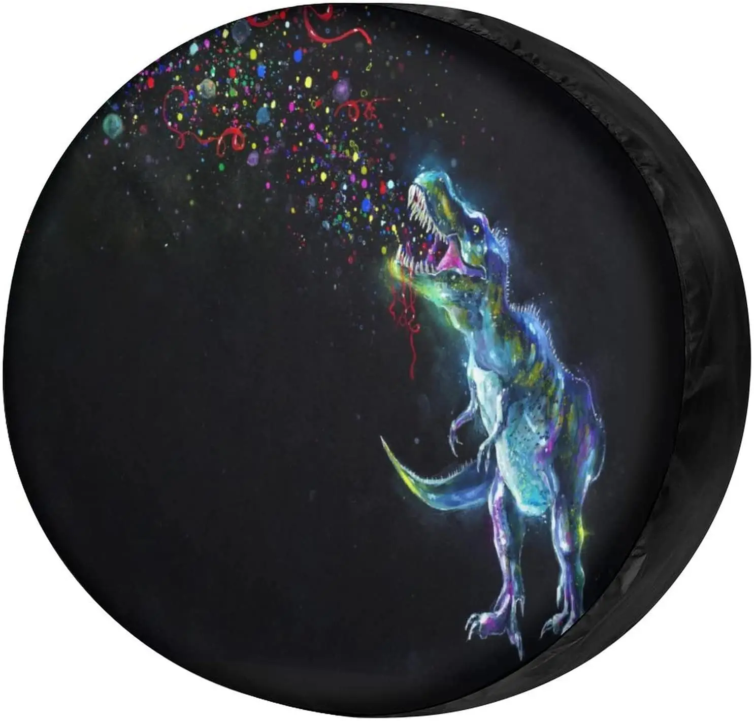 

Galaxy Dinosaur Spare Tire Cover Dust-Proof Wheel Tire Cover Fit Trailer RV SUV and Many Vehicle14 15 16 17 Inch