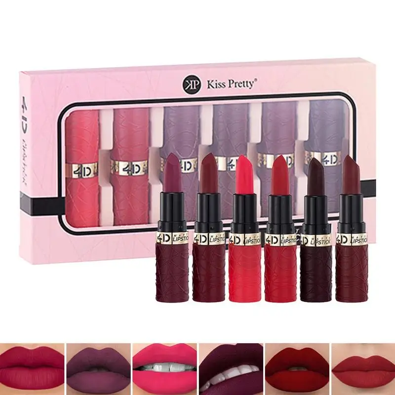 

Lipstick For Women 6pcs Waterproof Lipstick Matte Long-Lasting Wear Non-Stick Cup Not Fade Waterproof Lipstick Highly-Pigmented