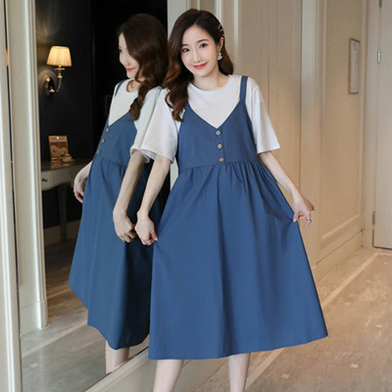 

Платья для беременных летнее платье для грудного вскармливания с коротким рукавом Элегантная Корейская одежда для беременных