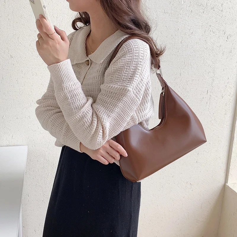 

Korean New Women's PU Hand Bag Fashionable Women's Shoulder Bag Solid Color All-match